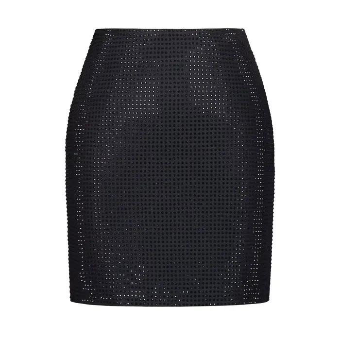 S-XL Vysoká Kvalita Módny Luxus Sieťovaný Full Body Vodný Diamant Rotterdam kling Slim Fit Zips Krátky Sexy Dámska Sukňa