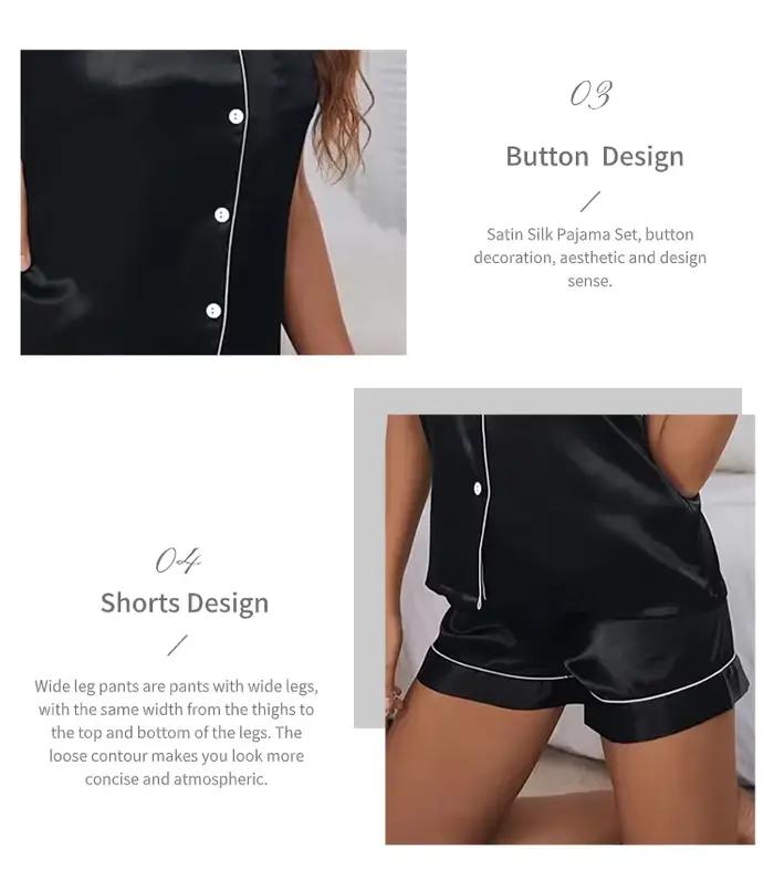 Femmes deux pièces Pj ensembles vêtements de nuit vêtements de détente pyjama boutonné femmes 2 pièces Pijama Homewear ensemble short et haut