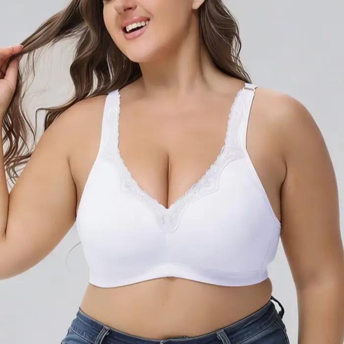 Soutiens-gorge sans fil à couvrance totale, 95% coton, bonnets larges, confortables, bretelles larges, pour le sommeil, sous-vêtements, soutien-gorge T-shirt, tailles 80-105 B C D E F G