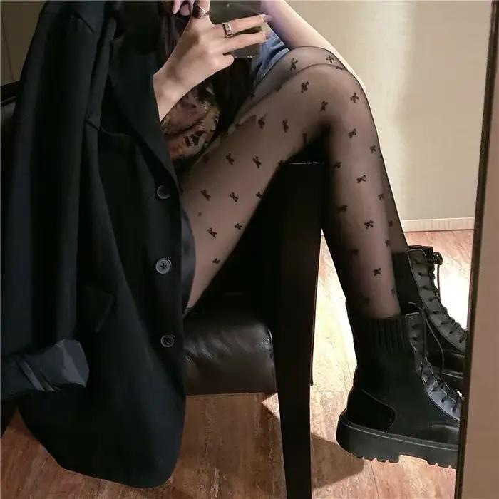 Collants Sexy pour femmes et filles, bas Lolita, transparents sans couture, taille haute, dentelle, à pois, bas de corps, bonneterie féminine