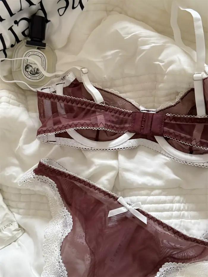 Soutien-gorge Sexy en maille et dentelle transparente, avec armatures, pour petits bustes, Bralettie avec sous-vêtements, costume pour femmes