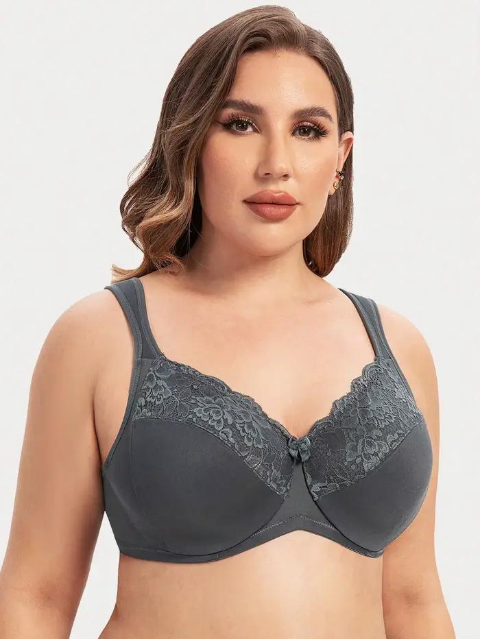 MELENECA Soutien-gorge à armatures à couverture complète pour femme, minimiseur, grande taille, dentelle, sangle coussin confortable