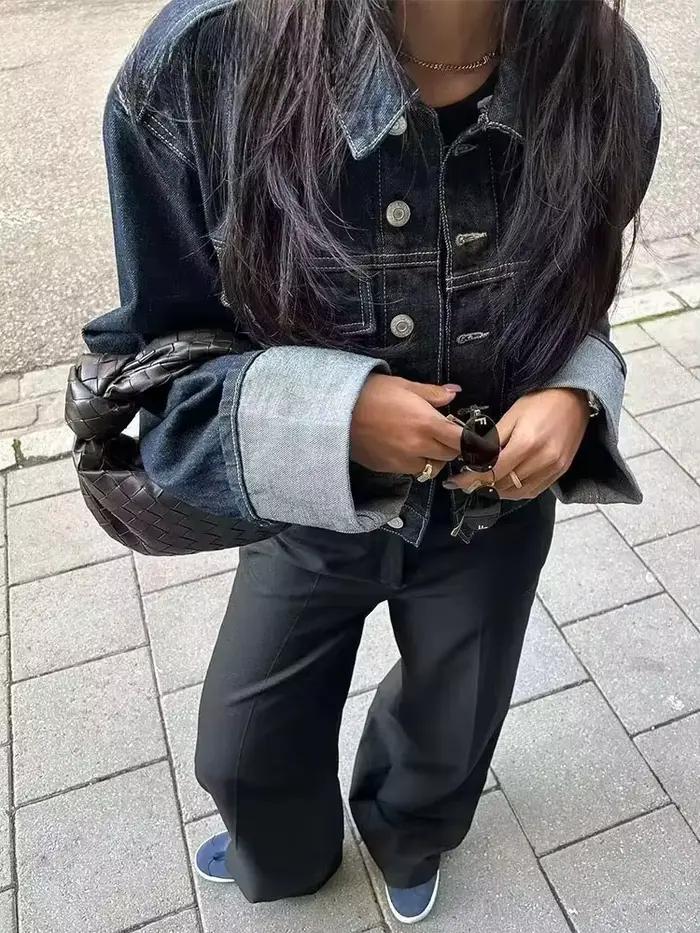 HH Dámsky módny denim set s manžetami