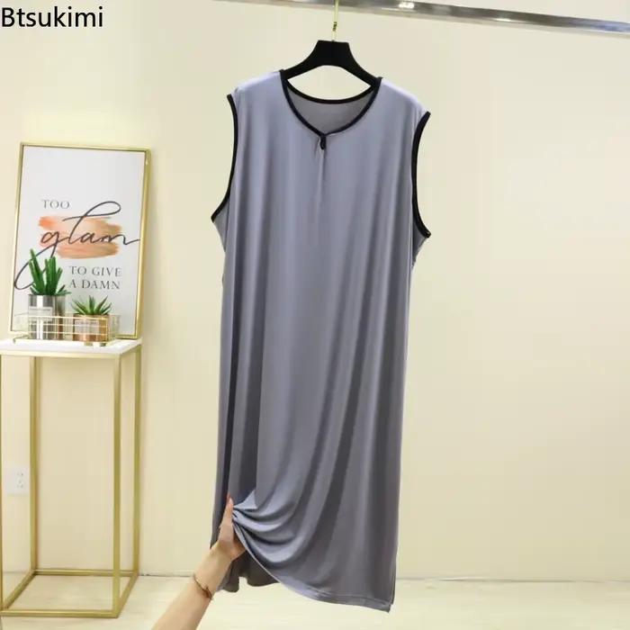 Nouvelle Robe de Nuit Modale Été 2026 pour Couple, Robe Une Pièce Couleur Unie Sans Manches, Nuisette Fine et Ample pour Femme et Homme