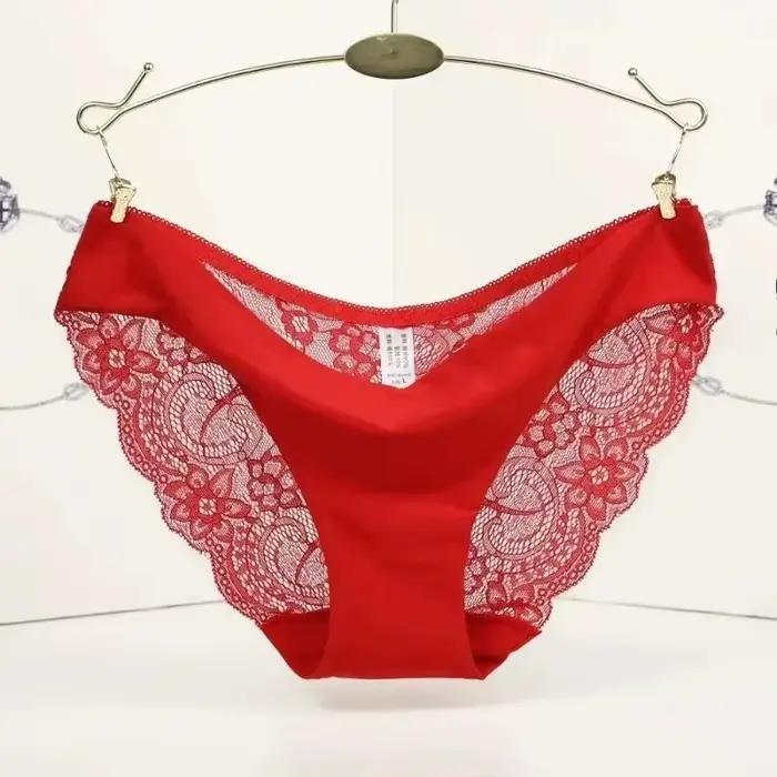 Culotte invisible pour femme en spandex, entrejambe en dentelle noire florale, sexy et sans couture