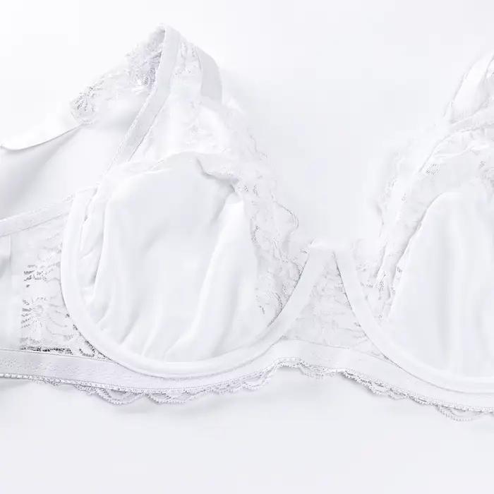 Soutien-gorge élégant en élasthanne et polyamide avec dentelle fleuri pour femmes grandes tailles occasions spéciales