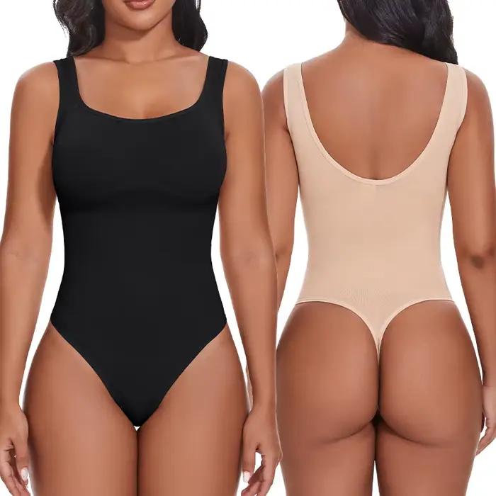 Body pour femmes contrôle du ventre Shapewear sans manches col carré dos nu débardeur décontracté string Body minceur corps Shaper