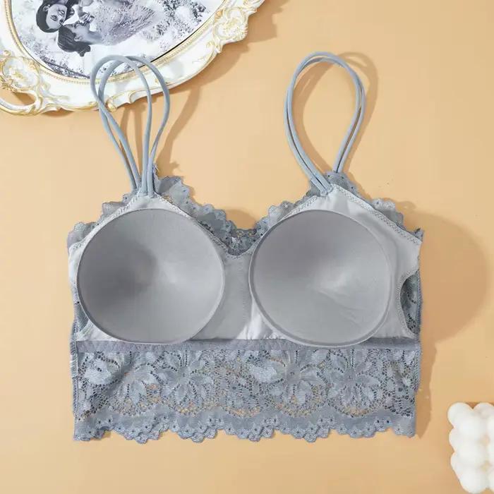 Femmes Sexy dentelle soutiens-gorge haut confortable Bralette sous-vêtements gilet sans couture couleur unie soutien-gorge femme évider sans fil Lingerie