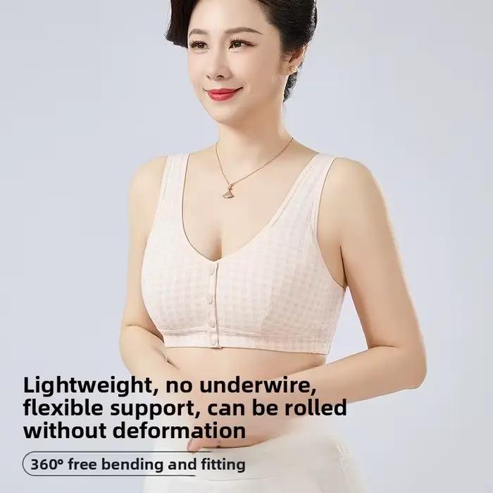 Soutien-gorge de sport en pur coton, confortable, anti-affaissement, sans armatures, style débardeur, avec boucle frontale, respirant, pour femme