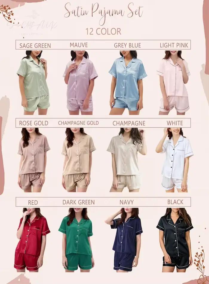 Pyjama de Demoiselle d'Honneur en Satin Bleu Poussiéreux, Assressenti, Personnalisé, ixdes Patients, AlexReady