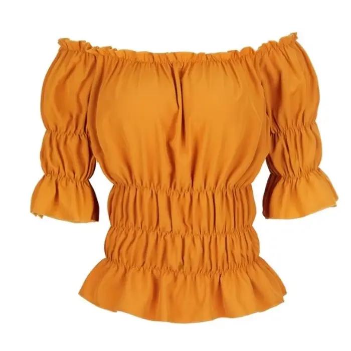 Chemisier Renaissance Médiévale pour Femme, Sexy, Off Initiated, Slim Fit, Steampunk Cosplay, Chemise 7.5 ate, Manches Courtes, Corset, Top, Taille Plus
