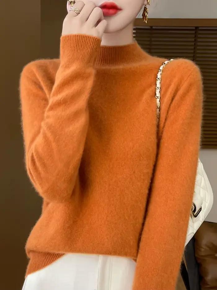 100% merino vlna dámsky sveter s vysokým golierom