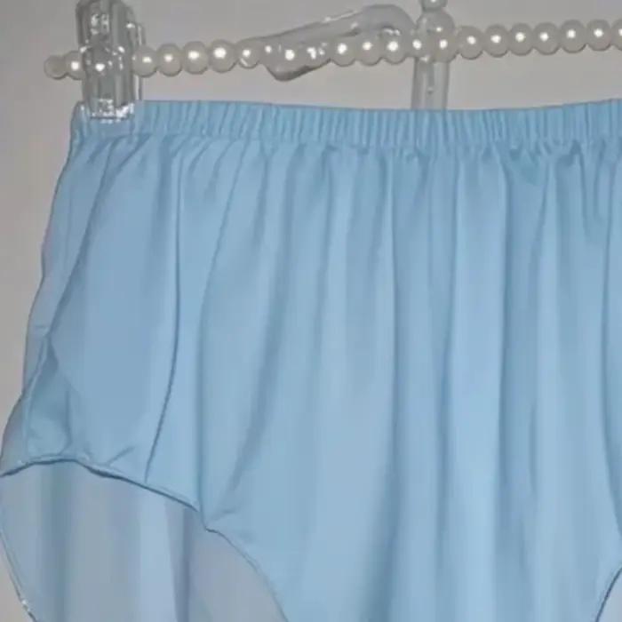 Culottes en satin glacé bleu ciel sexy, lingerie taille plus, sous-vêtements féminins