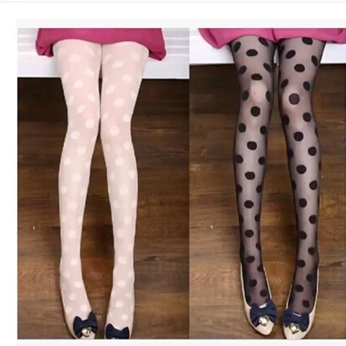 Collants Sexy pour femmes et filles, bas Lolita, transparents sans couture, taille haute, dentelle, à pois, bas de corps, bonneterie féminine