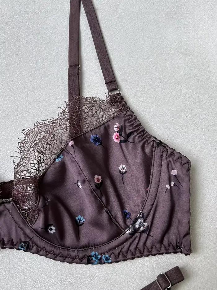 Francúzsky štýl lingerie set Belamimi | Sexy podprsenka a tangá s bodkami z čipky pre plné prsia