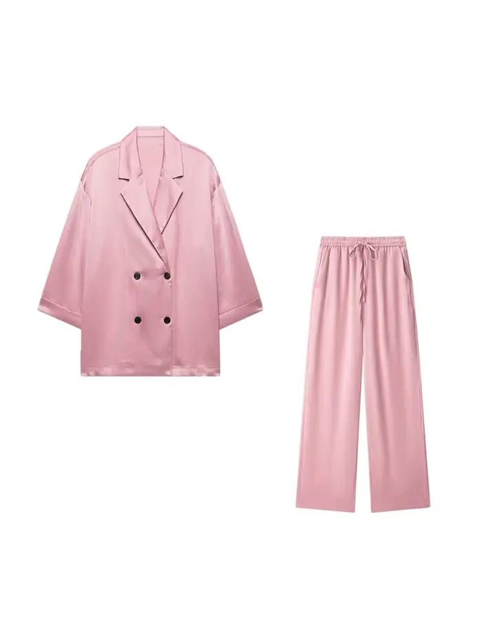 Dvojradový voľný blazer pre ženy
