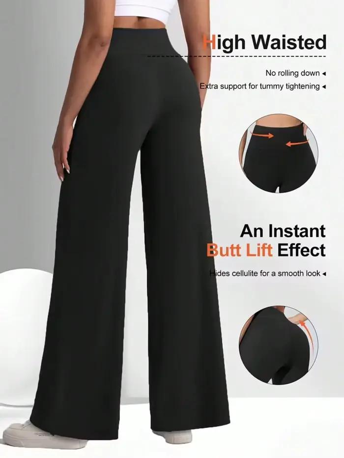 Dámske jógové nohavice s vysokým pásom a širokými nohavicami