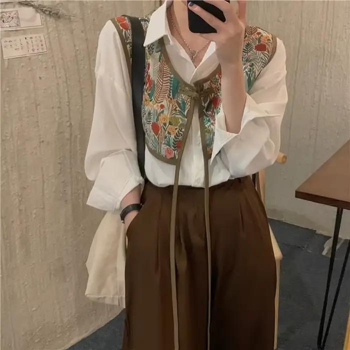 Dámske krátke vesty Vintage Chic kórejský štýl menšinový streetwear ležérny bez rukávov voľný odev osobnosť