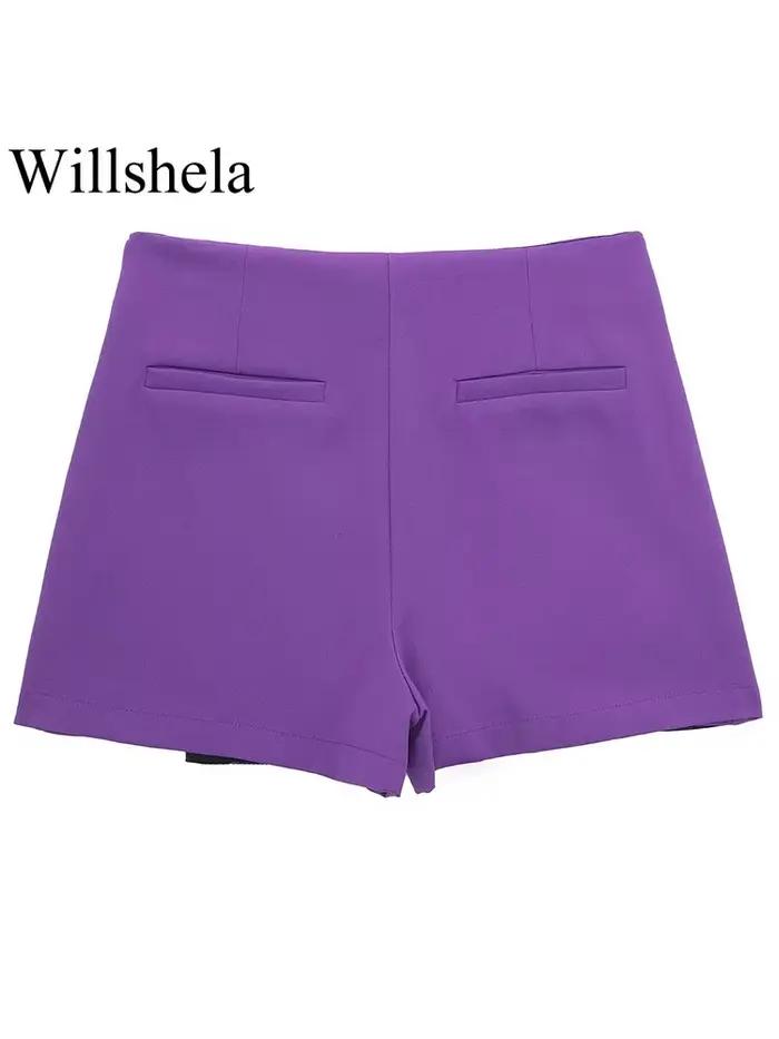 Willshela dámske módne pevné asymetrické bočné zipsové sukne šortky Vintage vysoký pás žena Chic dáma