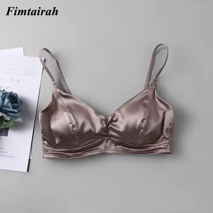 Soutien-gorge en soie véritable pour femmes, sous-vêtements plissés extensibles, noir et blanc, mode printemps