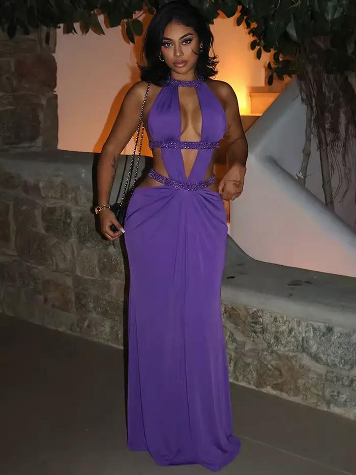Sisterlinda elegantné šaty pre ženy Chic odhalený chrbát Patchwork trblietky nepravidelný obväz bez rukávov Sexy pláž dovolenka H