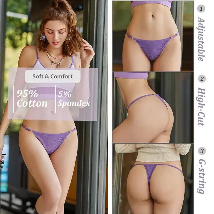 String sexy en coton avec ceinture ajustable pour femme, culotte sans couture, respirant, taille basse, lingerie féminine, doux, solide, document, intime