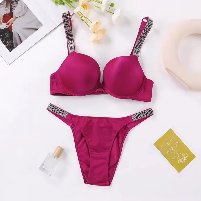 Ensemble de lingerie sexy Victoria's Secret, soutien-gorge et culotte, push-up, lingerie classique pour femmes, sexy, respirant, doux, polyvalent, shapewear