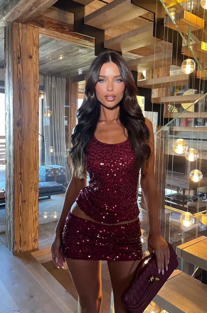 Sexy trblietavá mini sukňa set pre ženy 2026