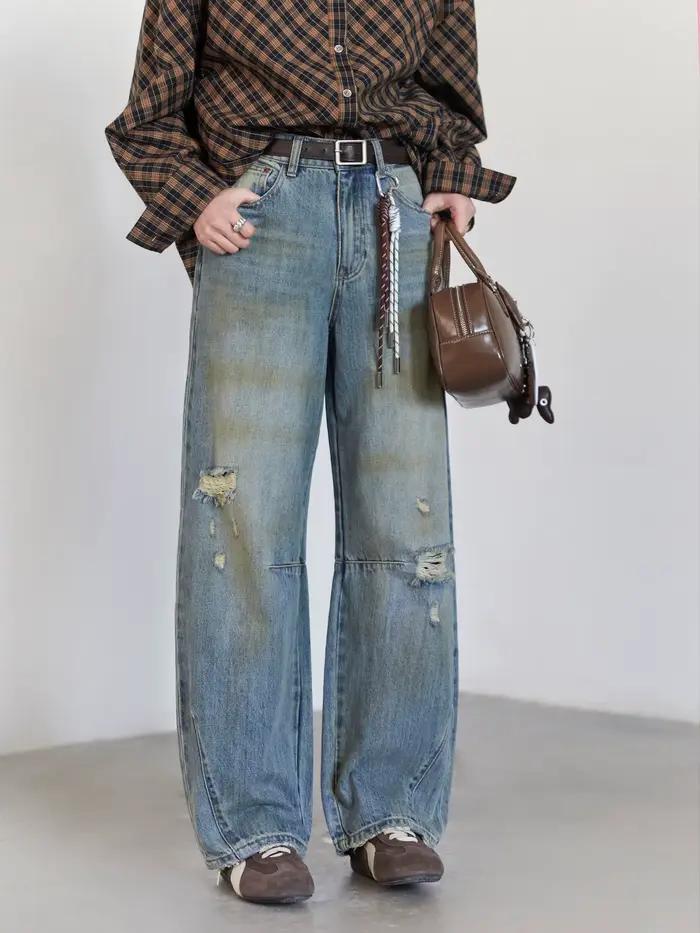 CHIC VEN retro dámske džínsy voľné ležérne nové vysoký pás široké nohavice Denim