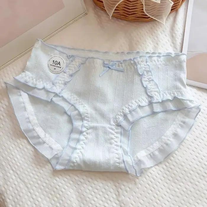 Culottes en coton à motif floral style français, taille mi-haute, confortables, pour femmes, avec volants, motif fleur douce, printemps-été