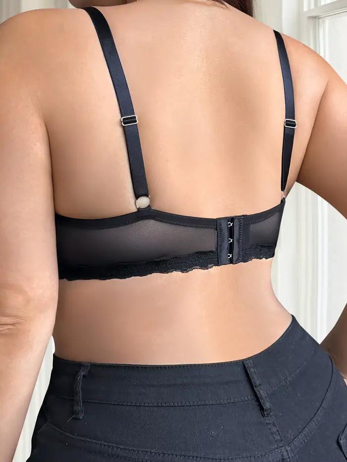 Soutien-gorge noir grande taille, lingerie sexy transparente en résille, sous-vêtements en dentelle pour femmes, soutien-gorge grande taille MR3593