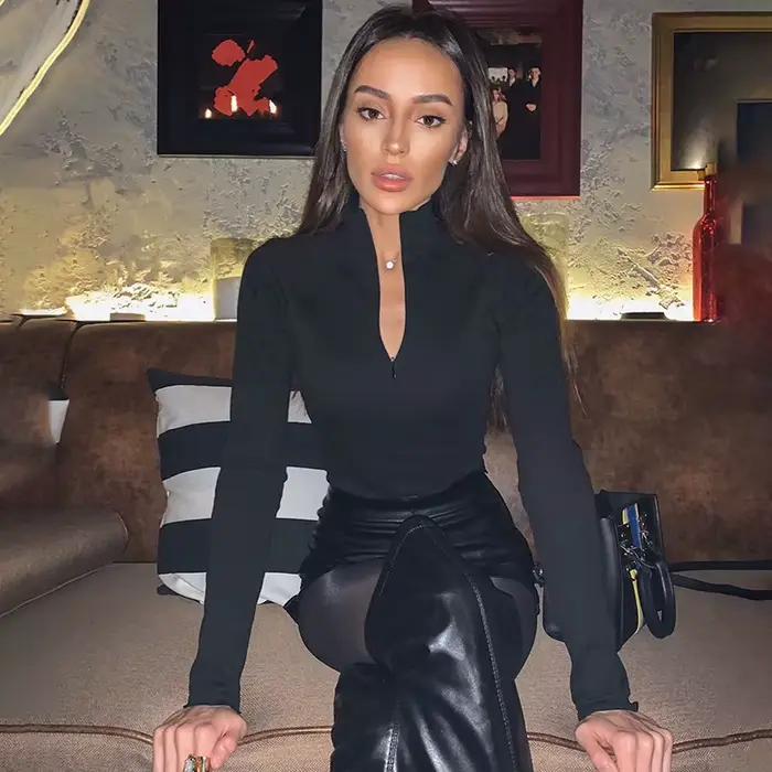 Sexy obtiahnuté body s dlhými rukávmi pre ženy