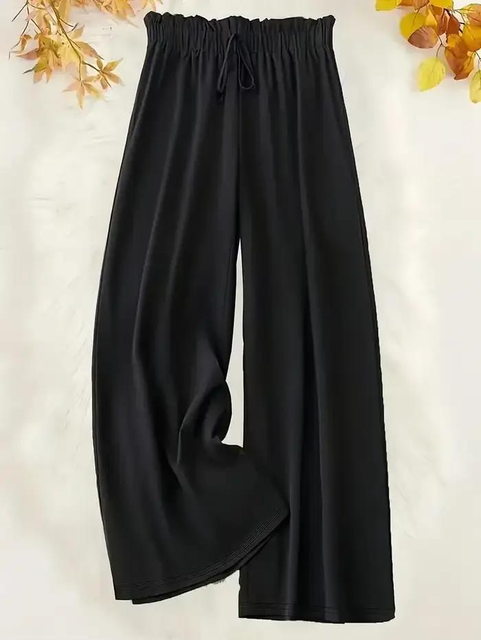 Veľká veľkosť 1XL-5XL dámske módne jednofarebné nohavice so širokými nohavicami